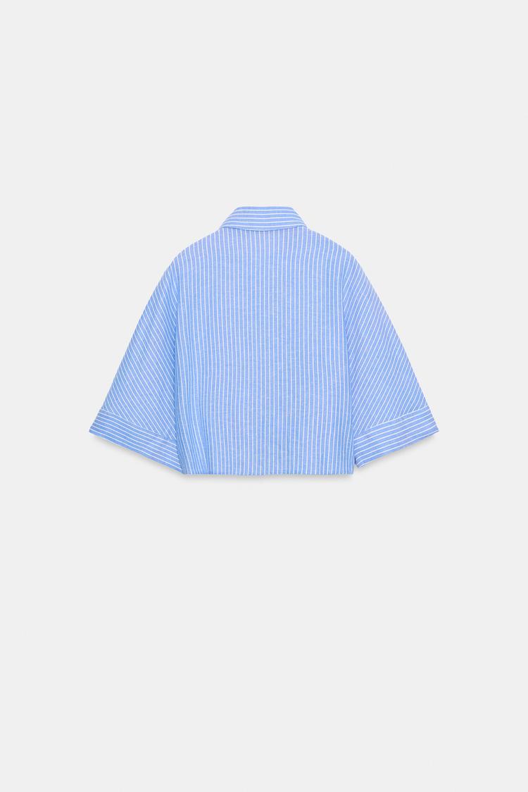 Camisa de mezcla de lino con nudo 8