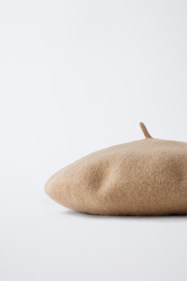 100% WOOL BERET - camel by Zara - Image 1