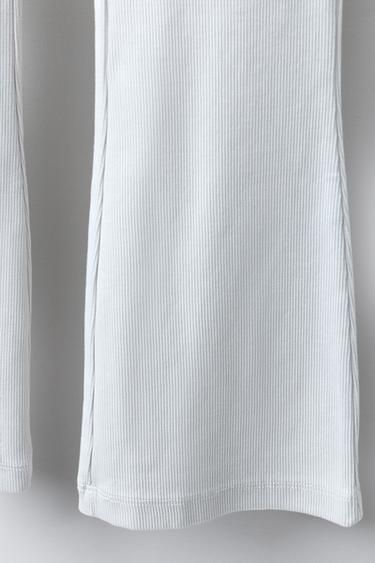 HEAVY WEIGHT T-SHIRT AND WASHED-EFFECT RIBBED FLARE LEGGINGS SET - Pearl grey by Zara - Image 5