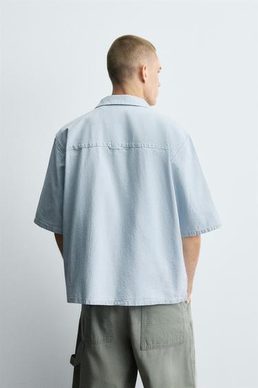 EMBROIDERED DENIM SHIRT - Light blue by Zara - Image 2