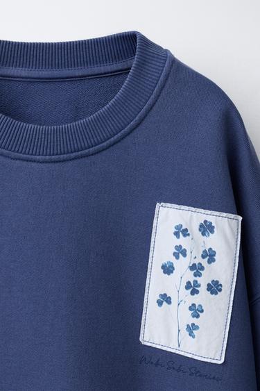 SWEAT IMPRIMÉ FLEURS - Bleu de Zara - Image 2