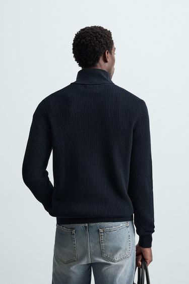 PURL KNIT SWEATER WITH ZIP - Navy blue by Zara - Image 2