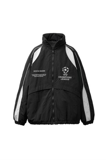 Zara UEFA CHAMPIONS LEAGUE ® WATER REPELLENT JACKET WITH HOODIE - Black