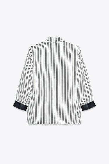 BLAZER RAYURES POIGNET RETROUSSÉ - Bleu / Blanc de Zara - Image 4