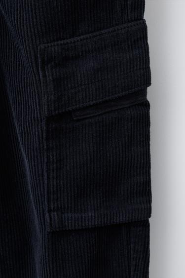 CORDUROY CARGO TROUSERS - Blue by Zara - Image 3