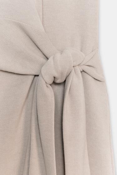 SOFT FABRIC DRESS WITH KNOT - Sand / Marl by Zara - Image 8