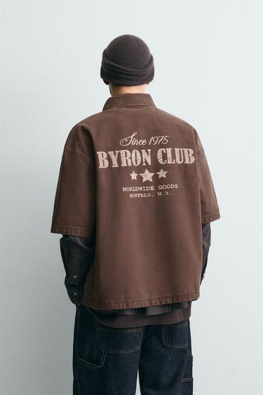 Zara TEXTURED SHIRT WITH POCKETS - Brown