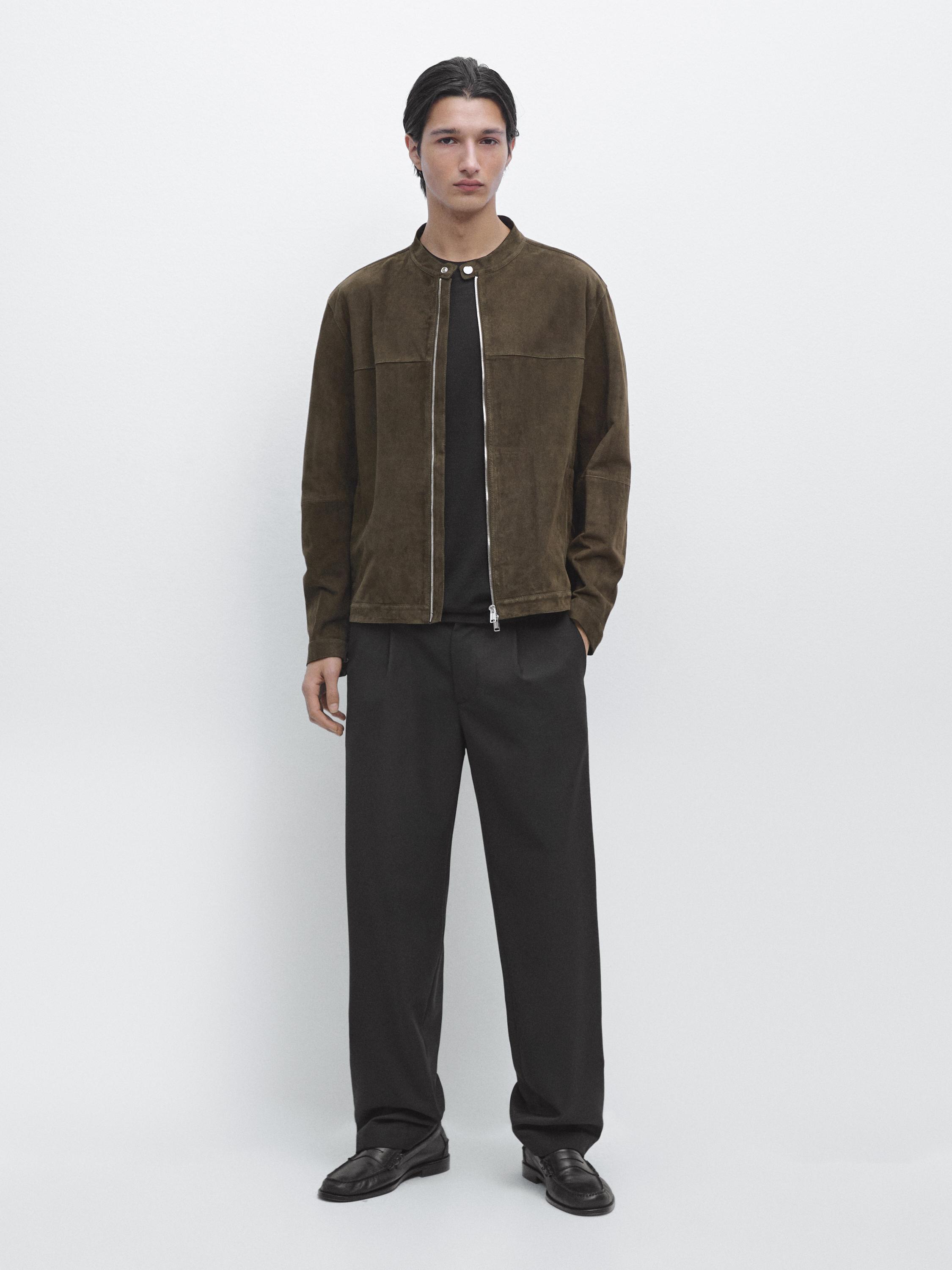 Veste en cuir finition daim