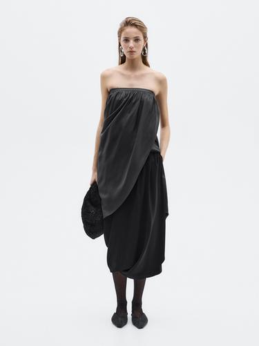 Zara Draped crepe midi skirt - LIMITED - Black - Image 0