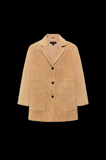 100% SUEDE LEATHER JACKET - camel by Zara