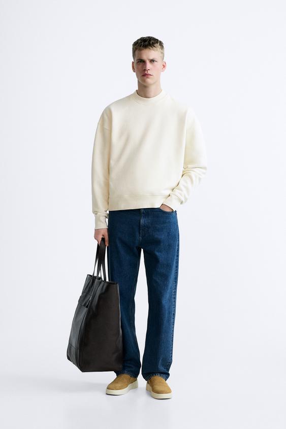 Zara Raglan Crew SWEATSHIRT MED CREW NECK - Råhvit | ZARA Norge / Norway