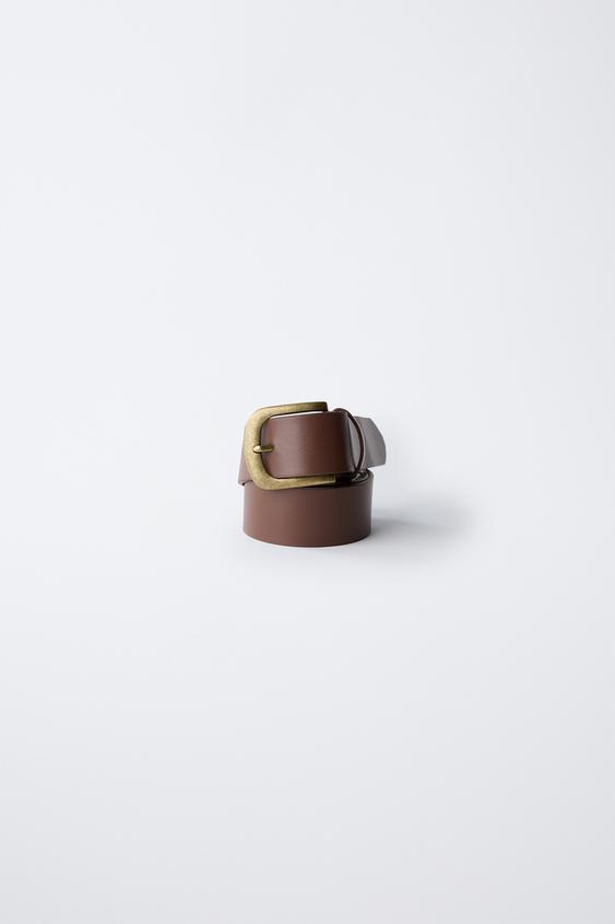 CINTURÓN EFECTO PIEL - Marrón de Zara - Imagen 0