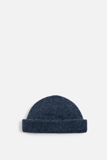 SHORT KNIT BEANIE WITH ALPACA - Mid-blue by Zara