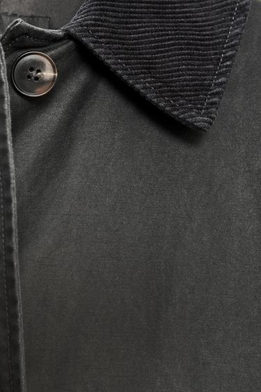 WAXED TRENCH COAT WITH CORDUROY COLLAR - Anthracite grey by Zara - Image 8