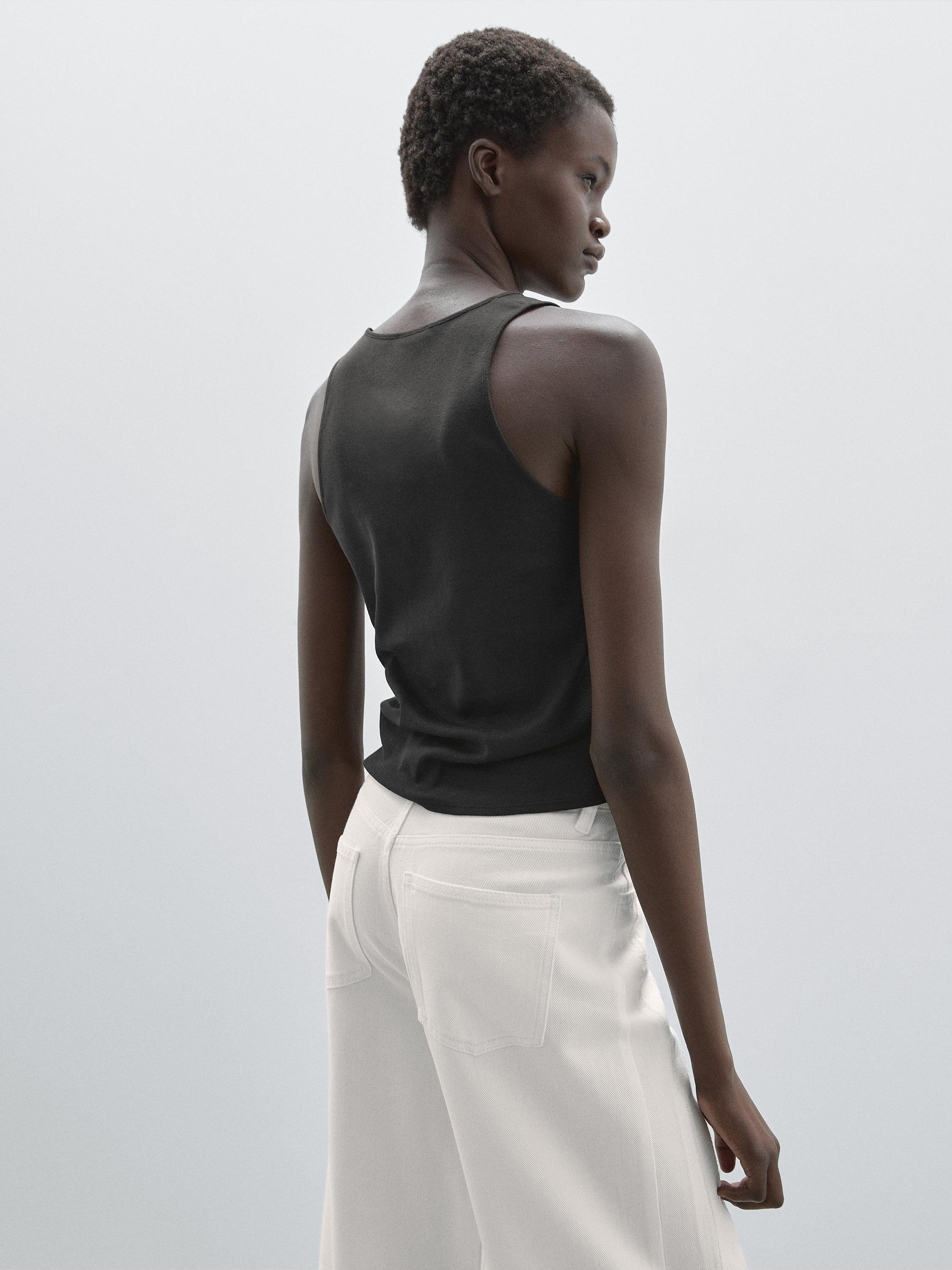 Studded halter top - Charcoal gray | ZARA United States