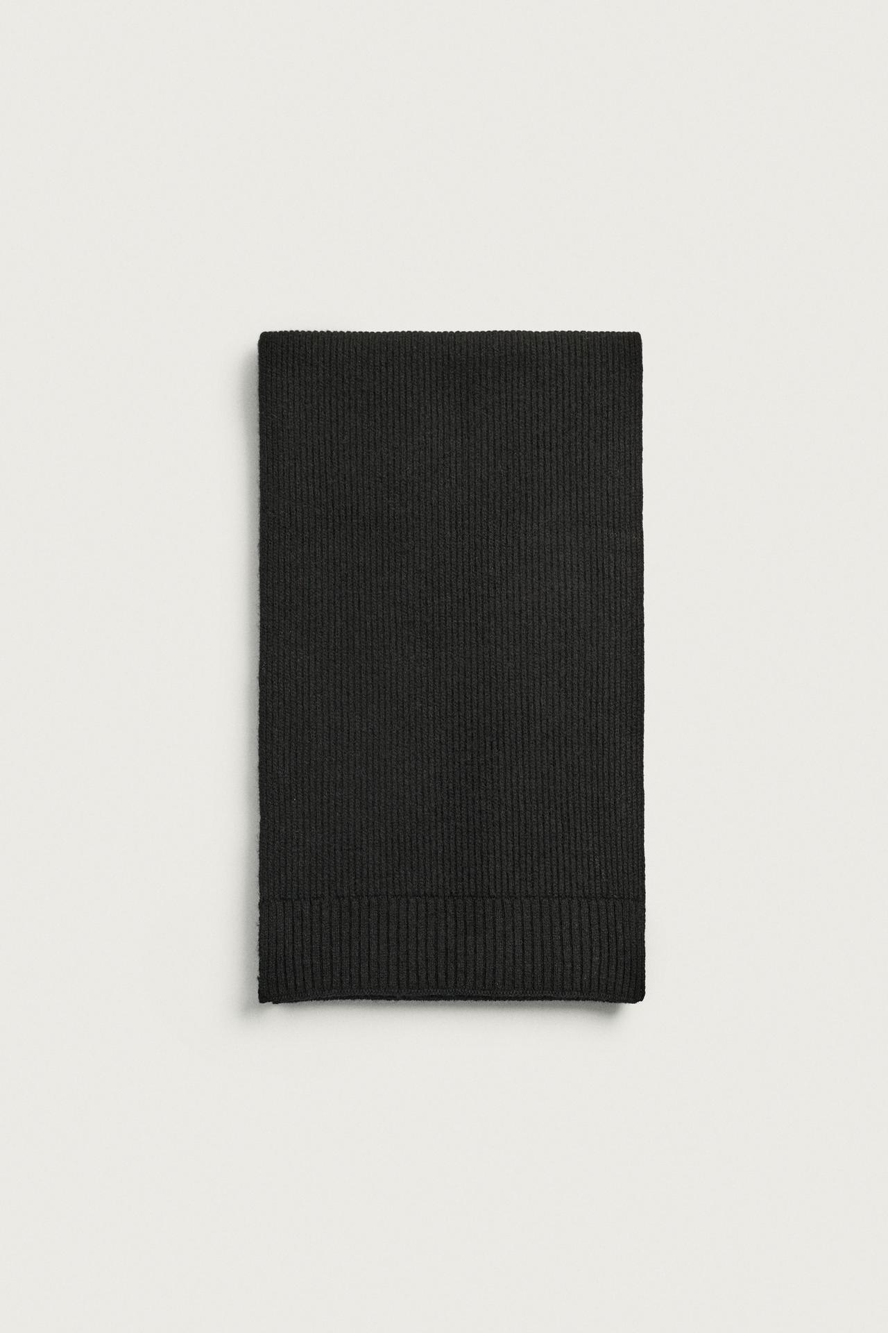 100% WOOL KNIT SCARF — Black