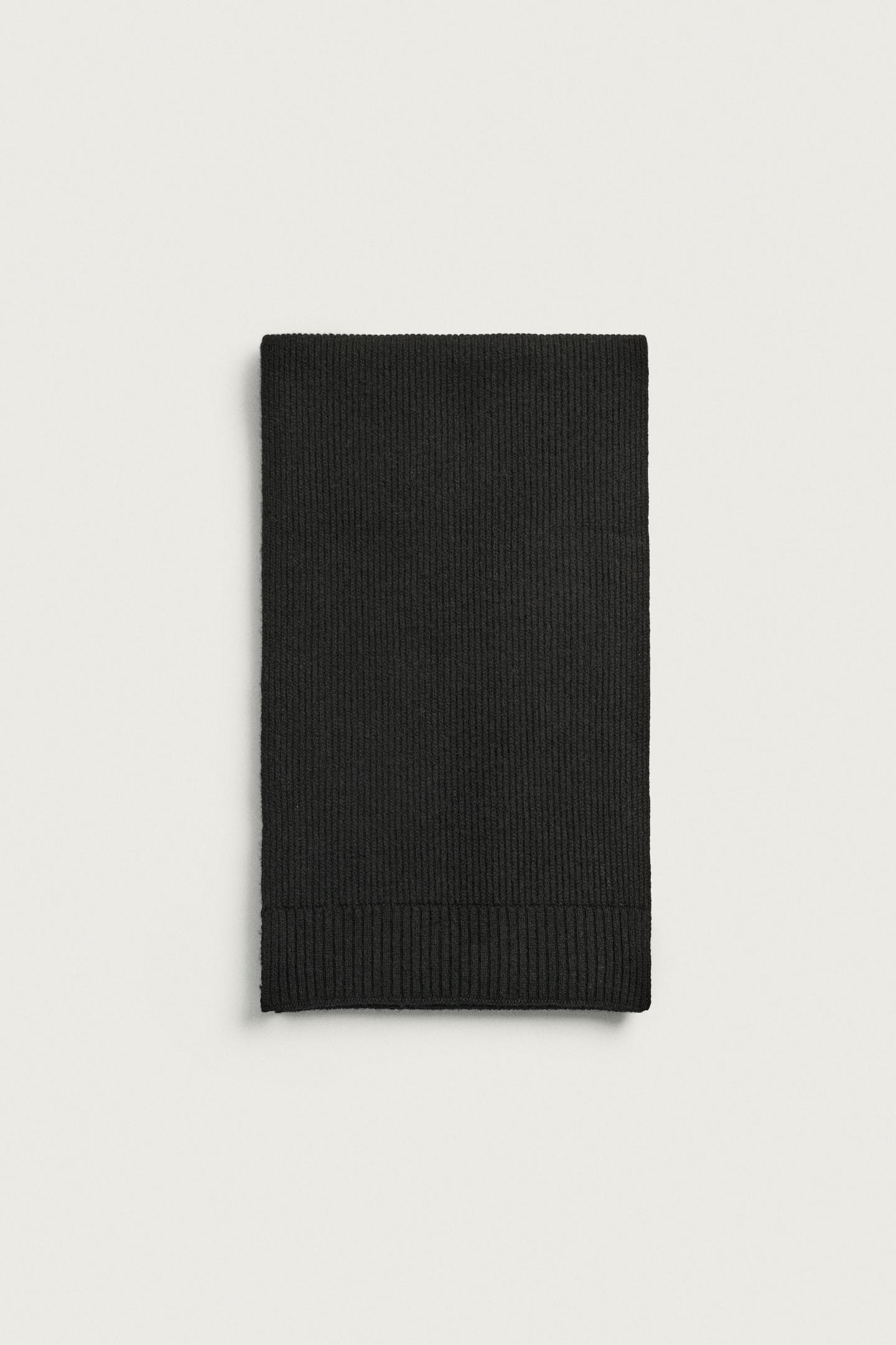 Мужской шарф Zara 100% Wool Knit, цвет: Чёрный — фото 3
