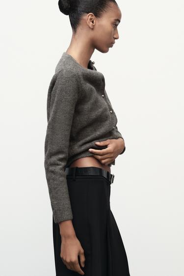 CARDIGAN WITH METAL BUTTONS - Dark mink by Zara - Image 3