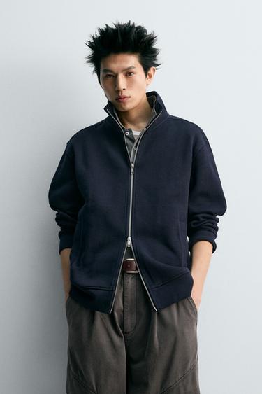 INTERLOCK RIBBED JACKET - Navy blue by Zara