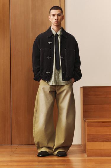 Zara 燈芯絨牛角扣外套 - 黑色