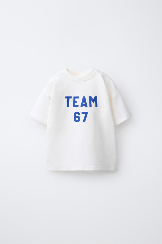 CAMISETA ESTAMPADO TEXTO - Blanco roto de Zara - Imagen 0