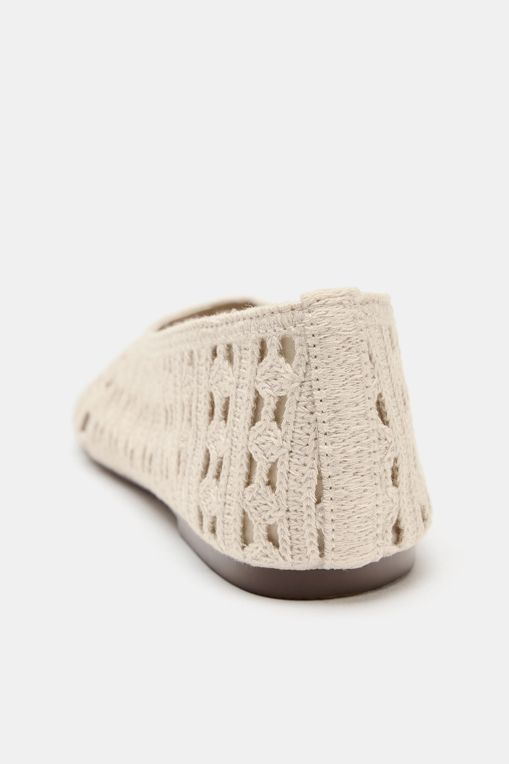 Обувь Zara FLORAL CROCHET BALLET FLATS — фото 4