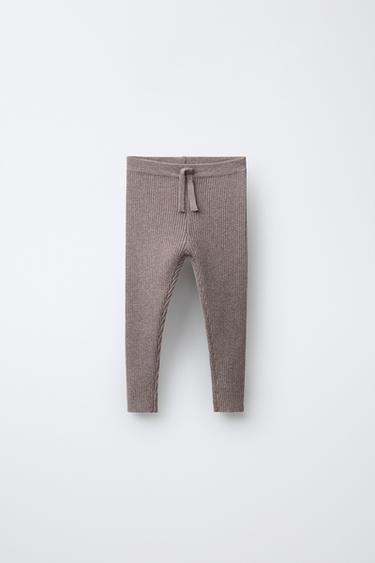 Zara RIBBED KNIT LEGGINGS - Gray marl