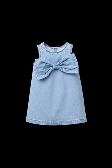 JEANSKLEID MIT SCHLEIFE - Mittelblau von Zara