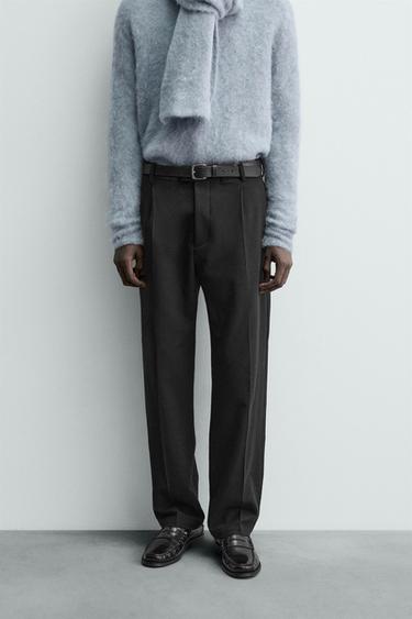 PLEATED FLANNEL TROUSERS - Black by Zara