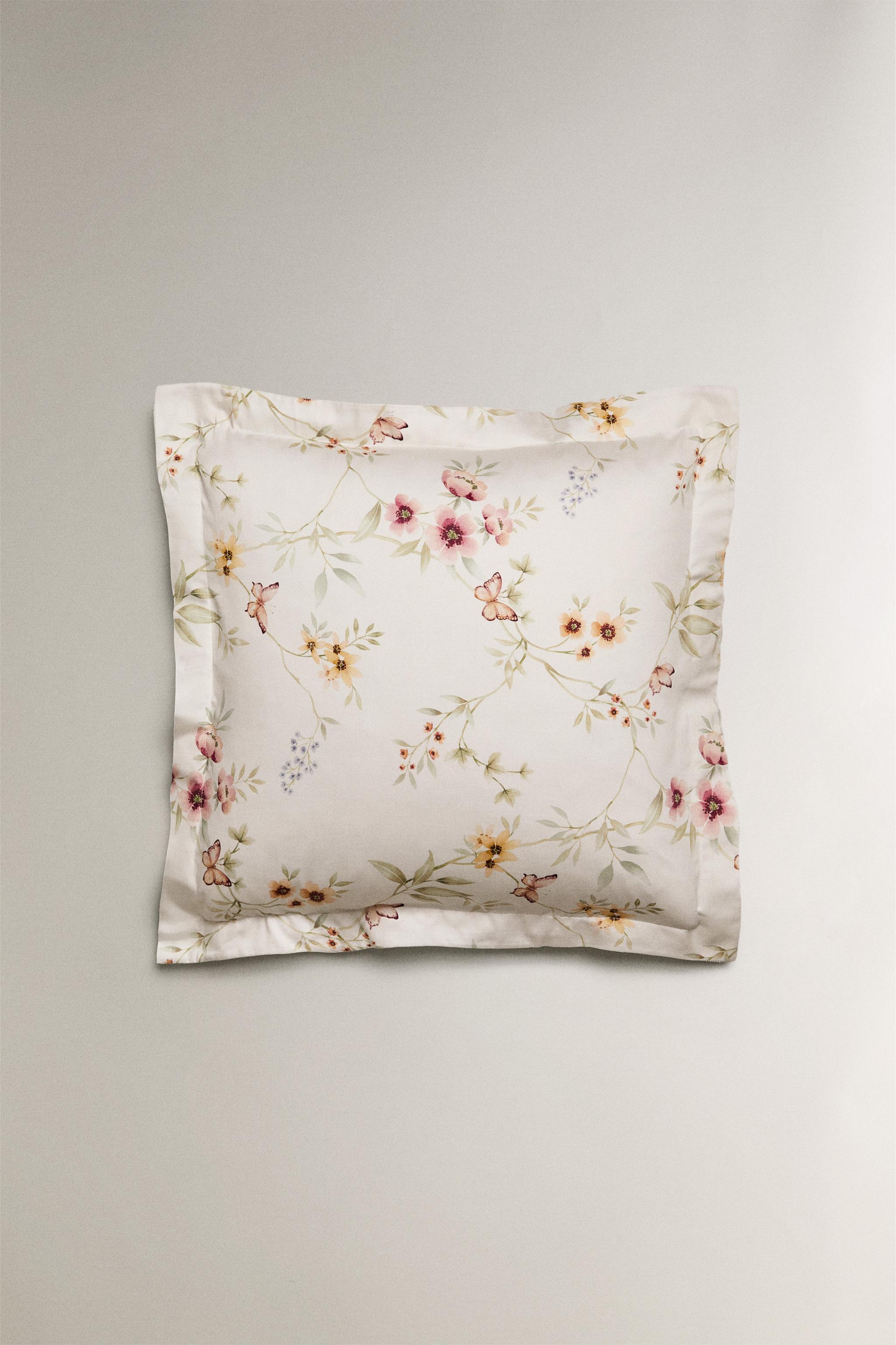 TAIE D’OREILLER SATIN IMPRIMÉ FLEUR