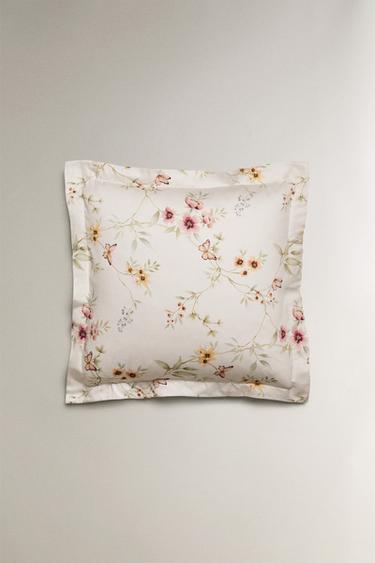 TAIE D’OREILLER SATIN IMPRIMÉ FLEUR - Blanc cassé de Zara - Image 2