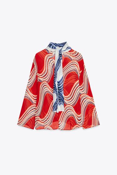 ZW COLLECTION PRINTED SHIRT WITH BOW - Multicoloured by Zara - Image 6