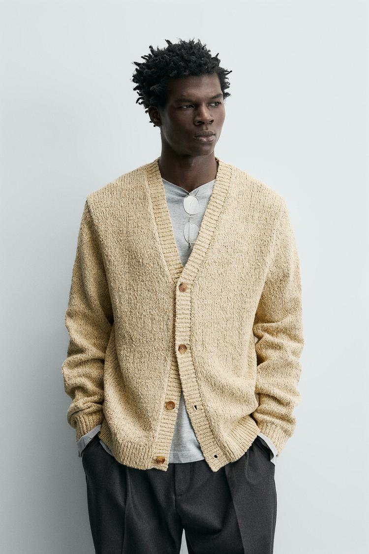 ZARA TEXTURED TWISTED YARN CARDIGAN
