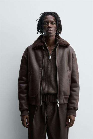 CAZADORA EFECTO PIEL DOBLE FAZ - Burgundy de Zara