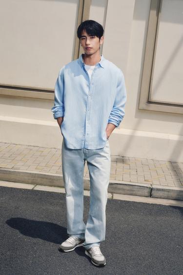 Zara 直筒版牛仔褲 - 淡藍色