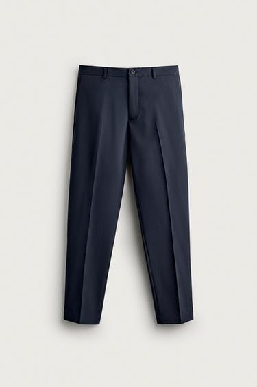 Zara SLIM FIT SUIT PANTS - Navy blue