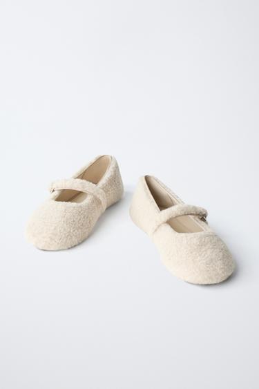 FAUX SHEARLING BALLET FLATS - Ecru White by Zara - Image 2