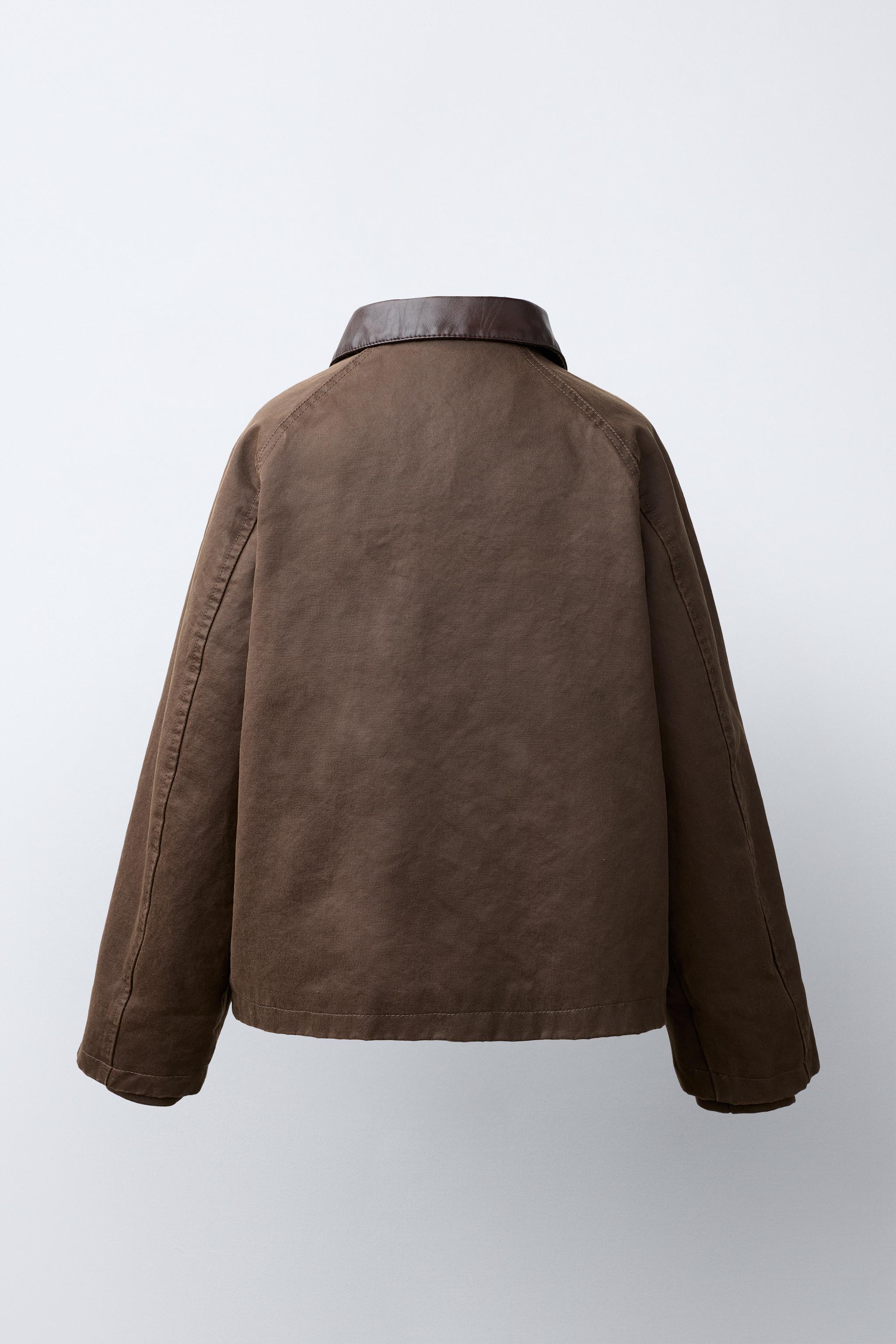 Детские куртки Zara WAXED JACKET WITH CONTRAST COLLAR — фото 6