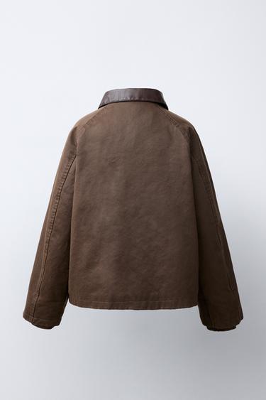 BLOUSON CIRE À COL BIMATIÈRE - Marron de Zara - Image 4