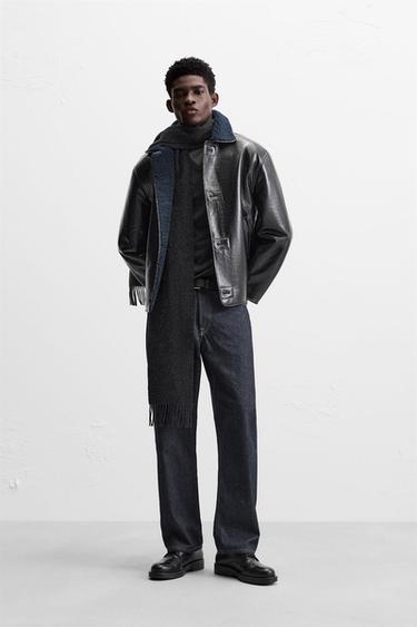 SHINY LEATHER EFFECT JACKET - Dark navy by Zara - Image 0