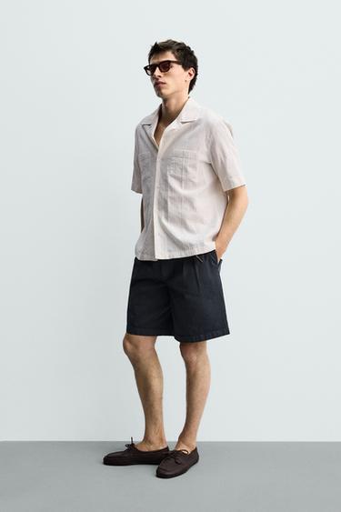 RELAXED FIT STRIPED JACQUARD SHIRT - ecru-white by Zara - Image 3
