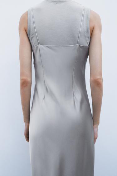 ROBE SATINÉE BIMATIÈRE LAINE - Grisâtre de Zara - Image 2