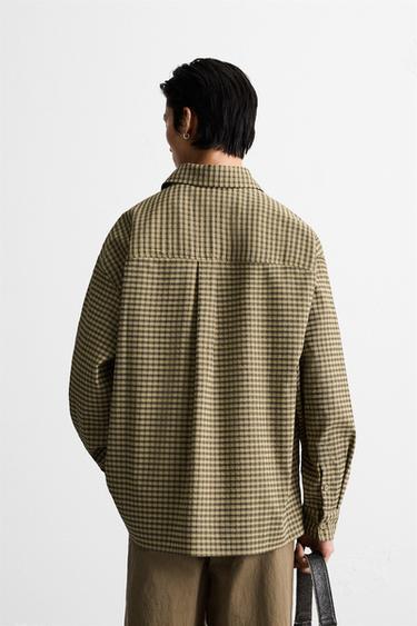 CHECK SEERSUCKER SHIRT - Khaki by Zara - Image 2