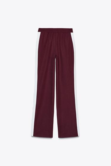 PANTALON DROIT À BANDE LATÉRALE - Bordeaux de Zara - Image 4