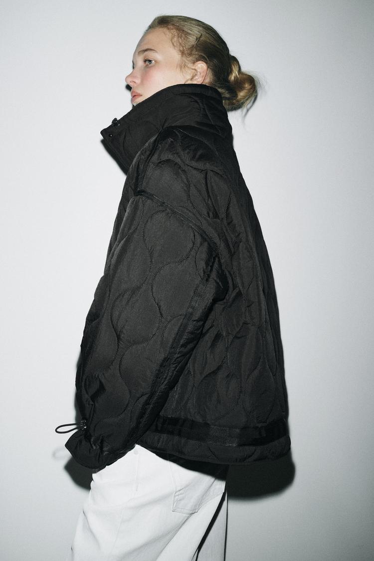 Water Repellent Zara Black Puffer Coat Womens ZW COLLECTION WATER