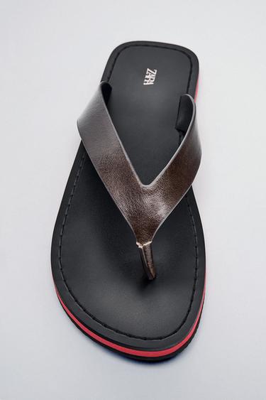 FLAT LEATHER SANDALS - Multicoloured by Zara