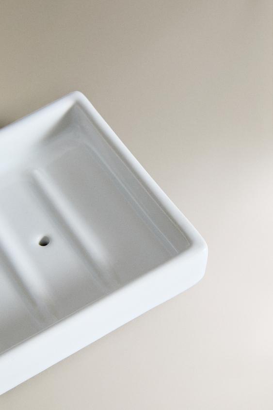 WHITE EARTHENWARE BATHROOM SOAP DISH - White by Zara - Image 2