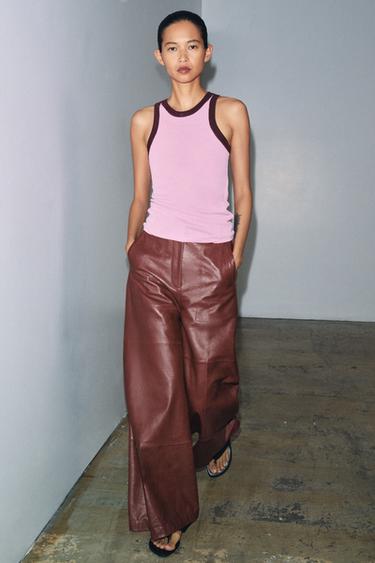 TOP EN MAILLE À ENCOLURE AMÉRICAINE - Rose moyen de Zara