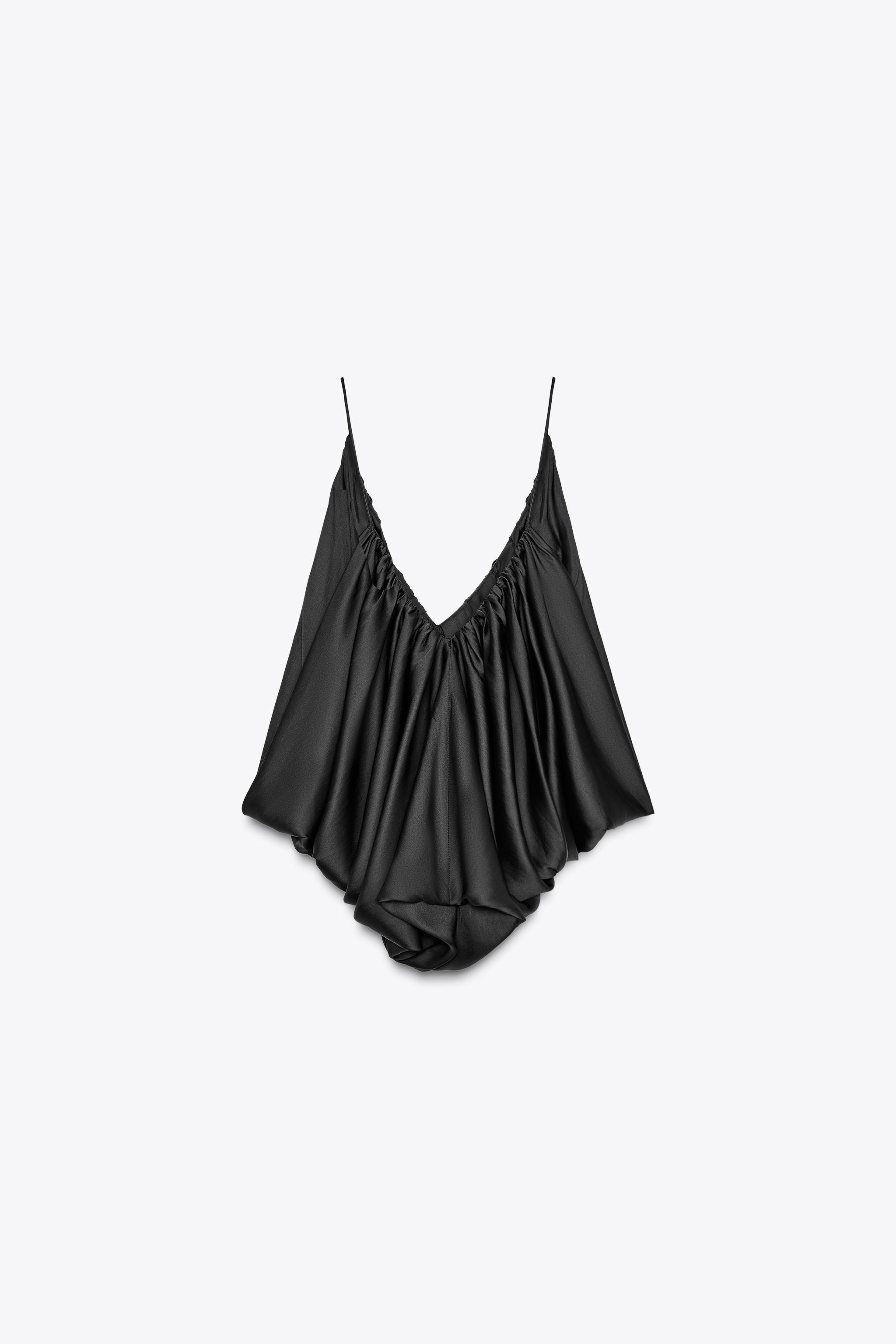 ZW COLLECTION サテン ドレープ トップス - ブラック | ZARA