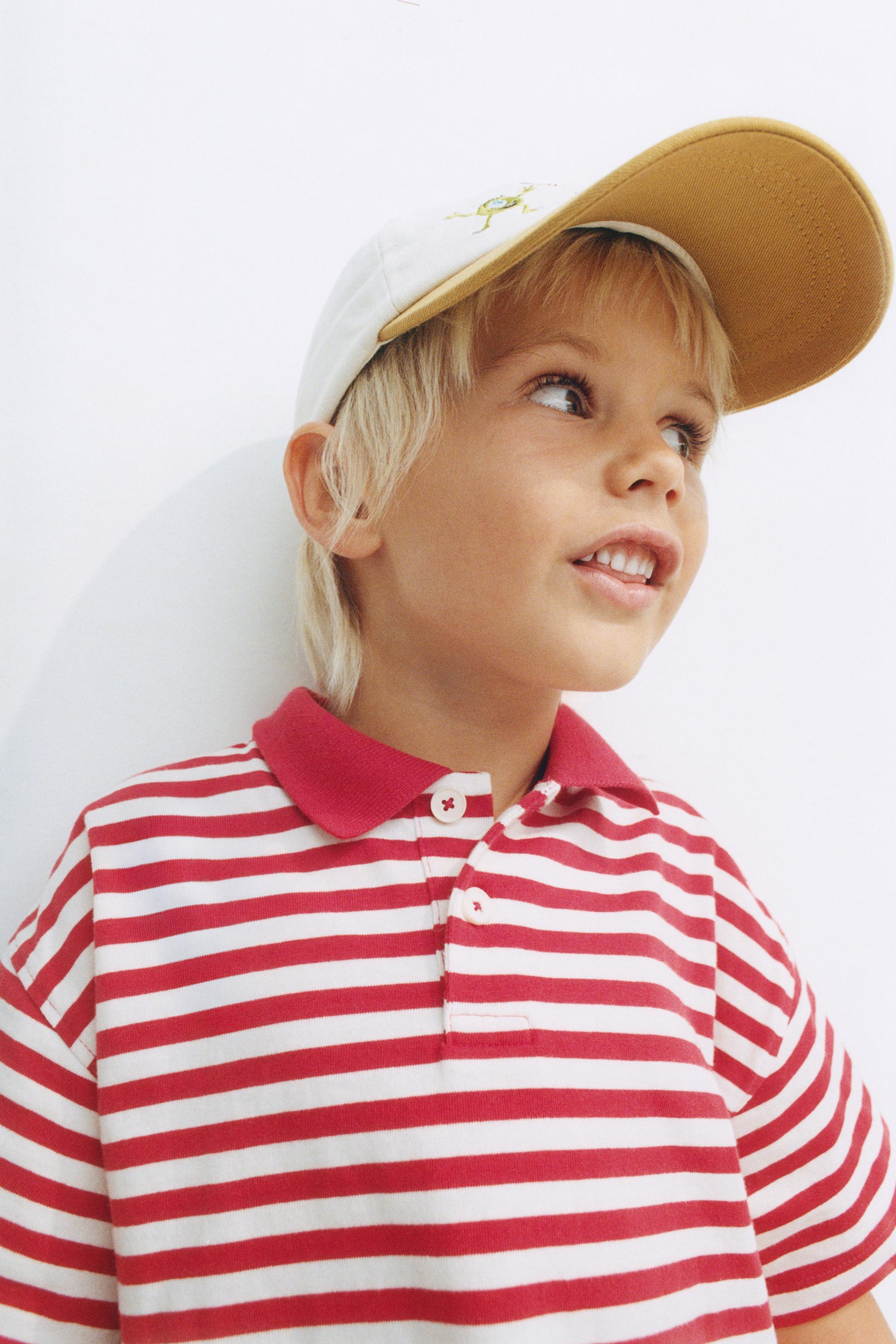 STRIPED POLO SHIRT — Red